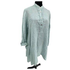 Inionz Onz Shirt Linen Dress Lagenlook Minimalist Womens M Italy Button Front